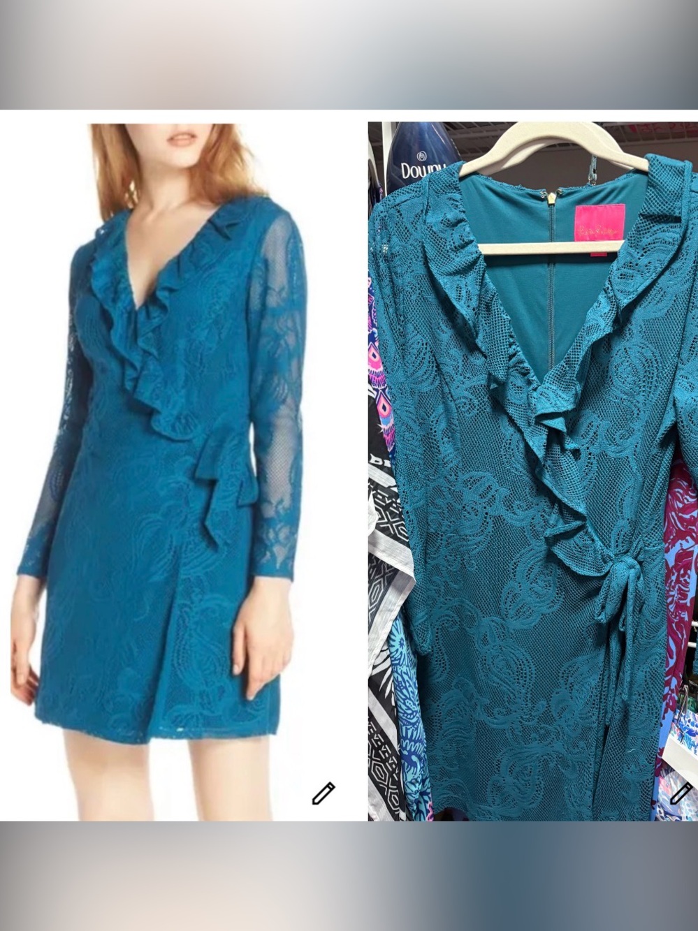 Lilly Pulitzer tiki lace ruffle wrap romper Teal Lace Ruffle V-Neck